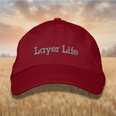 Het leven van de laag in grijs beletteren geborduurde pet