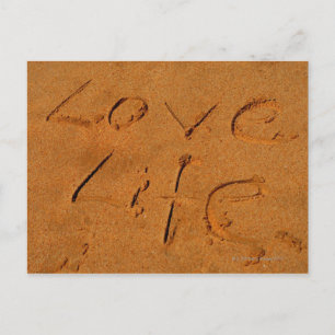 Het "leven van de liefde" in Zand wordt geschreven Briefkaart