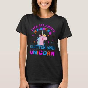 het leven van de regenbogen glitter en unicorn t-shirt