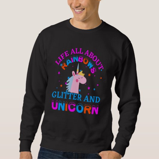 het leven van de regenbogen glitter en unicorn trui (Voorkant)