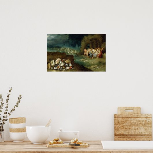 Het leven van de schelpen met het feest van de god poster (Keuken)