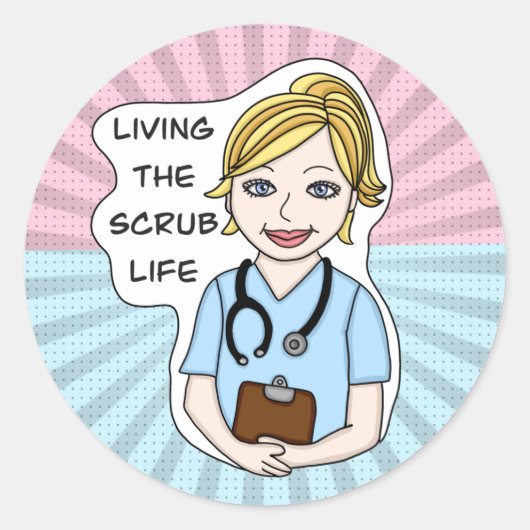 Het leven van de Scrub | Zuster, zorgverlener, art Ronde Sticker (Voorkant)