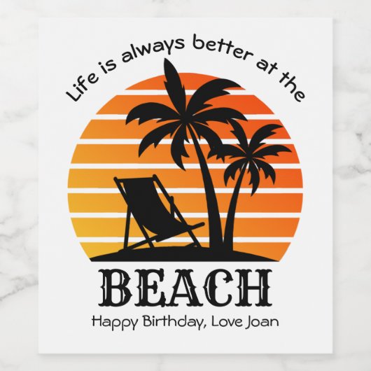 Het leven van de zomervakantie is altijd beter bij wijn etiket (Enkel label)