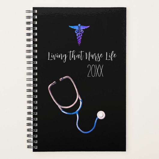 Het leven van de zuster Life Rn Hand Lettered Blac Planner (Voorkant)