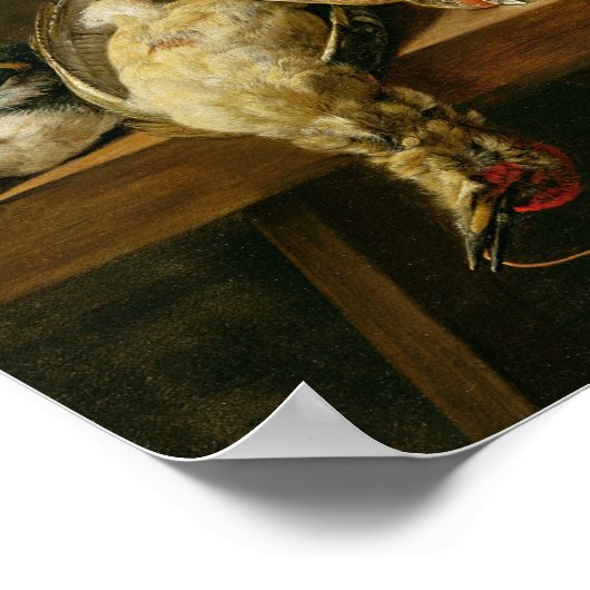 Het leven van dode vogels en een haas op tafel poster (Hoek)