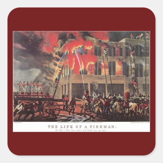 Het leven van een brandweerman,  Business Brandwee Vierkante Sticker (Voorkant)