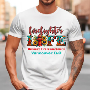 Het leven van een brandweerman in levendige kunst t-shirt