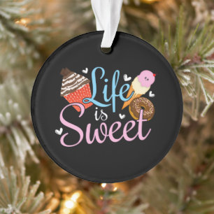 Het Leven van een Foodie is Zoet Bakquote - Cupcak Ornament