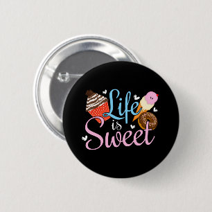 Het Leven van een Foodie is Zoet Bakquote - Cupcak Ronde Button 5,7 Cm