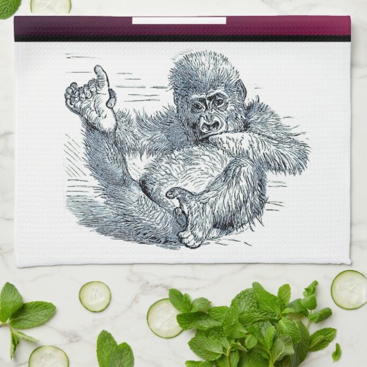 Het leven van een jonge aap gorilla theedoek (Gevouwen)