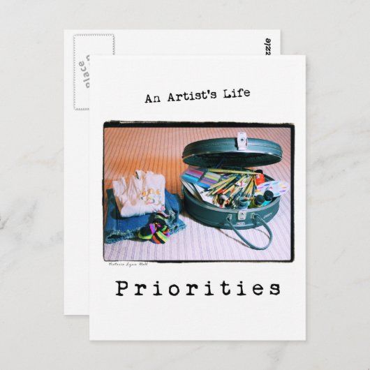 Het leven van een kunstenaar: Prioriteiten Briefkaart (Voorkant / Achterkant)