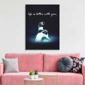 het leven van een romantisch pinguïn koppel is bet canvas afdruk (Insitu (Woonkamer))
