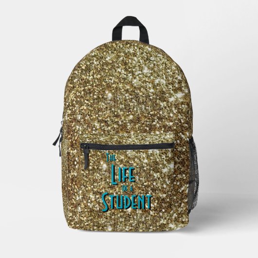 Het leven van een student - Gold Glitter Version Bedrukte Rugzak (Voorkant)