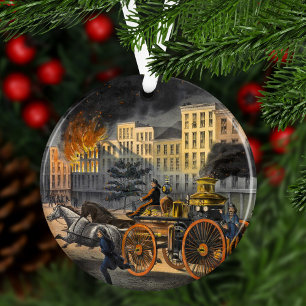 Het leven van een vuurman  kerst in de lithograaf ornament