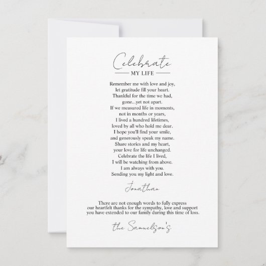 Het leven van goud vieren Dank je + GEDICHT Kaart (Achterkant)