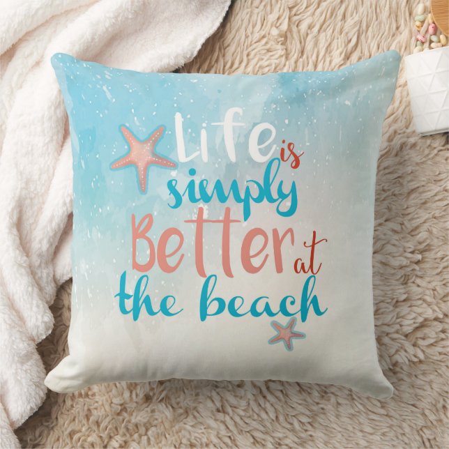 Het leven van het Beach Citaat is eenvoudig beter  Kussen (Deken)