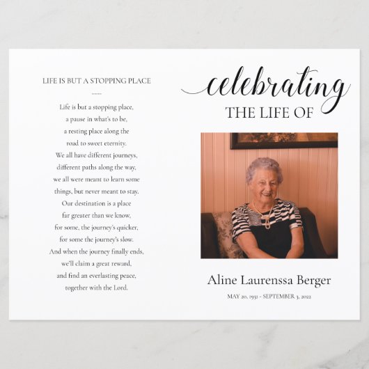 Het leven van het begrafenisprogramma vieren met f (Voorkant)