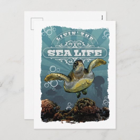 Het leven van het Zee Life Turtle Briefkaart (Voorkant / Achterkant)