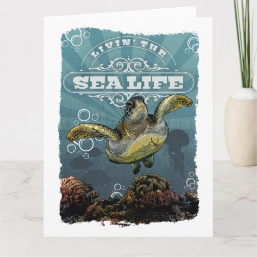 Het leven van het Zee Life Turtle Folded Kaart (Voorkant)