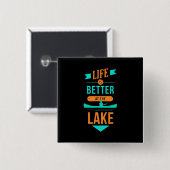 Het leven van Kayaking is beter in het meer Vierkante Button 5,1 Cm (Voorkant /achterkant)