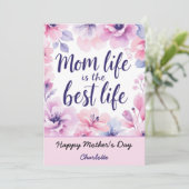 Het leven van mama is het beste leven | Floral Moe Kaart (Staand voorkant)