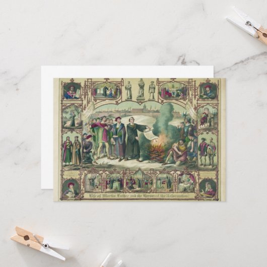 Het leven van Martin Luther & Heroes van de Hervor Kaart (Voorkant / Achterkant in situ)