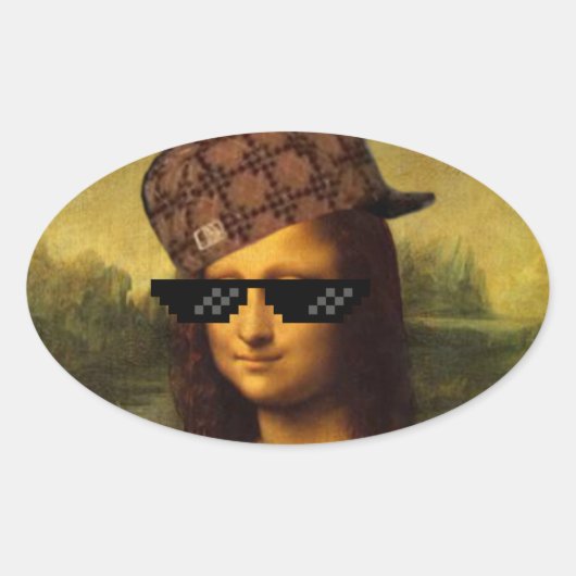 Het Leven van Mona Lisa Thug Life Art Ovale Sticker (Voorkant)