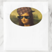 Het Leven van Mona Lisa Thug Life Art Ovale Sticker (Tas)