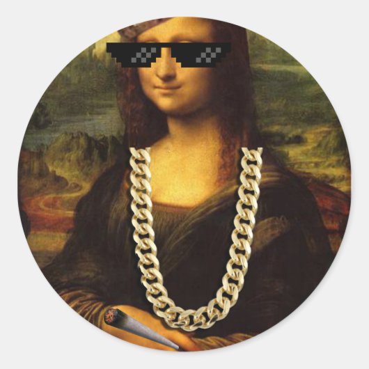Het Leven van Mona Lisa Thug Life Art Ronde Sticker (Voorkant)