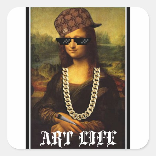 Het Leven van Mona Lisa Thug Life Art Vierkante Sticker (Voorkant)