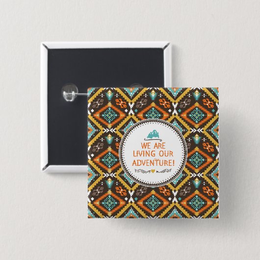 Het leven van ons avontuur vierkante button 5,1 cm (Voorkant /achterkant)