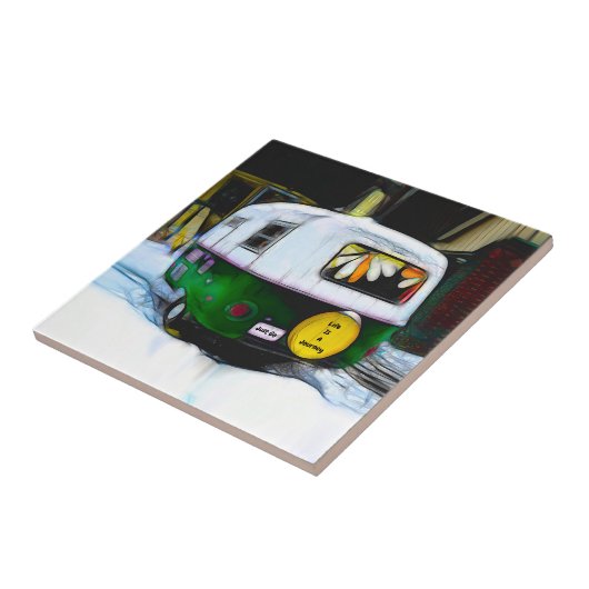 Het leven van Retro Hippie is een reis die gewoon  Tegeltje (Zijkant)