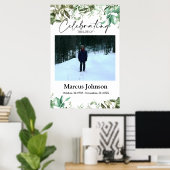 Het leven vieren 24x36 Groene bladeren Funeral Poster (Thuiskantoor)