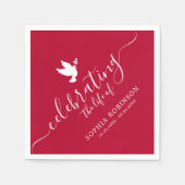 Het leven vieren Elegant Script Dove Funeral Servet (Voorkant)