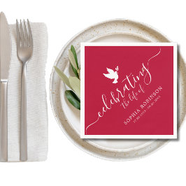 Het leven vieren Elegant Script Dove Funeral Servet