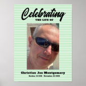 Het leven vieren Foto Green Stripes Begrafenis Poster (Voorkant)