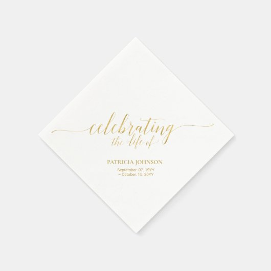 Het leven vieren | Memorial Elegant Gold Script Servet (Hoek)