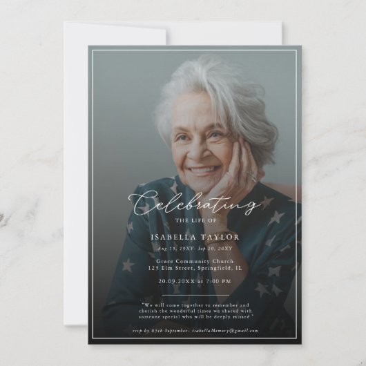 Het leven vieren | Moderne begrafenisfoto Kaart (Voorkant)