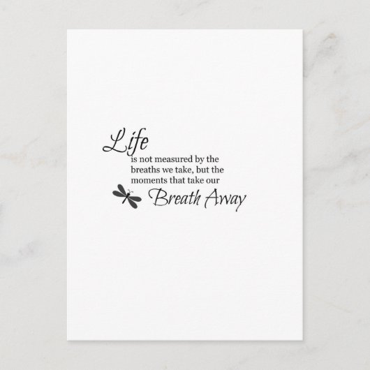 Het leven wordt niet gemeten briefkaart (Voorkant)