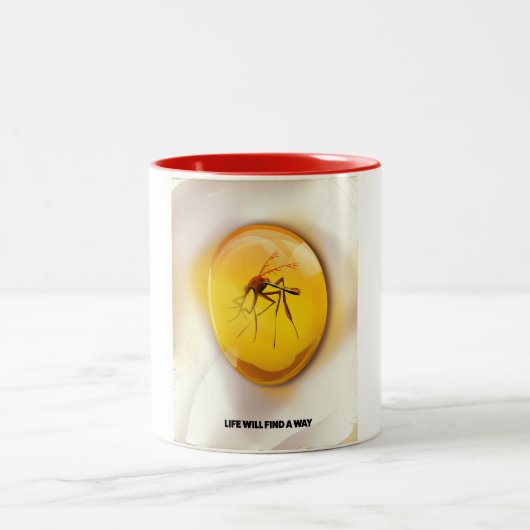 Het leven zal een manier vinden tweekleurige koffiemok (Center)