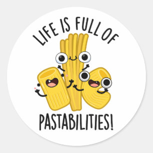 Het leven zit vol met pasta grappige pasta woordgr ronde sticker
