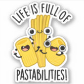 Het leven zit vol met pasta grappige pasta woordgr sticker (Voorkant)