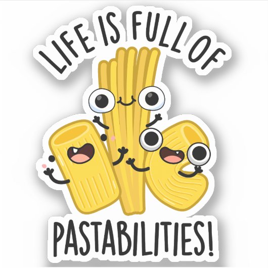 Het leven zit vol met pasta grappige pasta woordgr sticker (Voorkant)