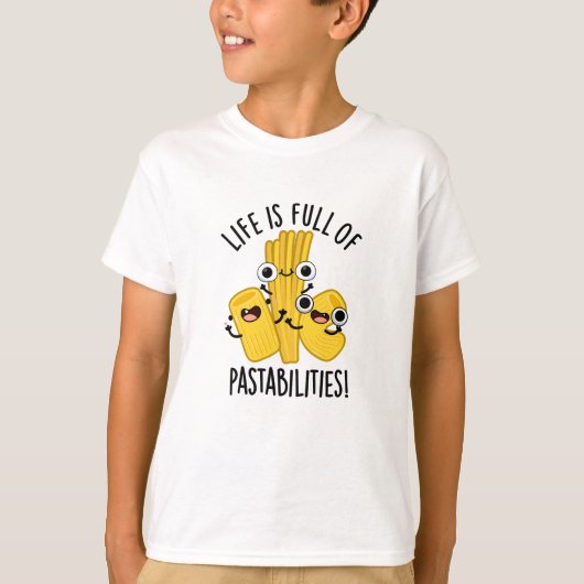 Het leven zit vol met pasta grappige pasta woordgr t-shirt (Voorkant)