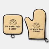 Het leven zonder brood is kruimelig ovenwant & pannenlap set (Voorkant)