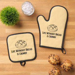 Het leven zonder brood is kruimelig ovenwant & pannenlap set