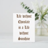 Het leven zonder chocolade is een dag zonder zon briefkaart (Staand voorkant)