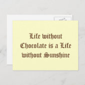 Het leven zonder chocolade is een leven zonder zon briefkaart (Voorkant / Achterkant)