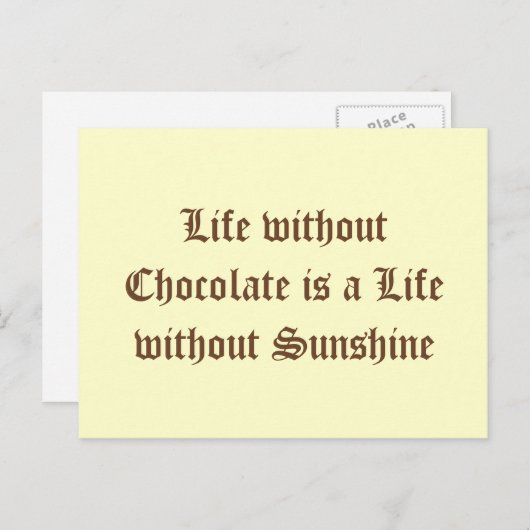 Het leven zonder chocolade is een leven zonder zon briefkaart (Voorkant / Achterkant)