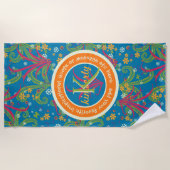 Het levendige Botanische Monogram van het Groen Strandlaken (Voorkant)